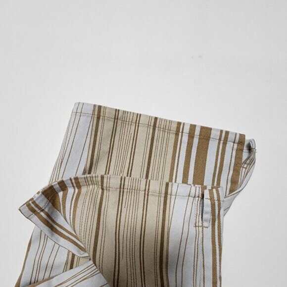 Semplice Beige Stripe Stretch Denim High Rise Capri Pants - Picture 3 of 5